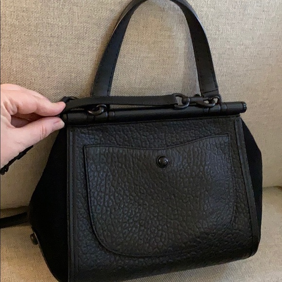 Selena Gomez Coach black purse with black leather and suede - Picture 5 of 9